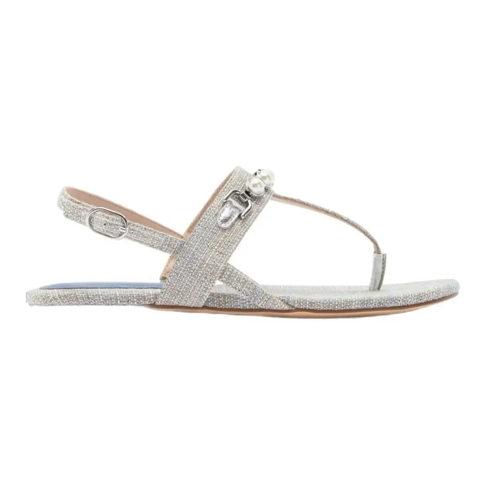 NEW Stuart Weitzman Perla women T-strap sandals in gray/light blue. Size 6